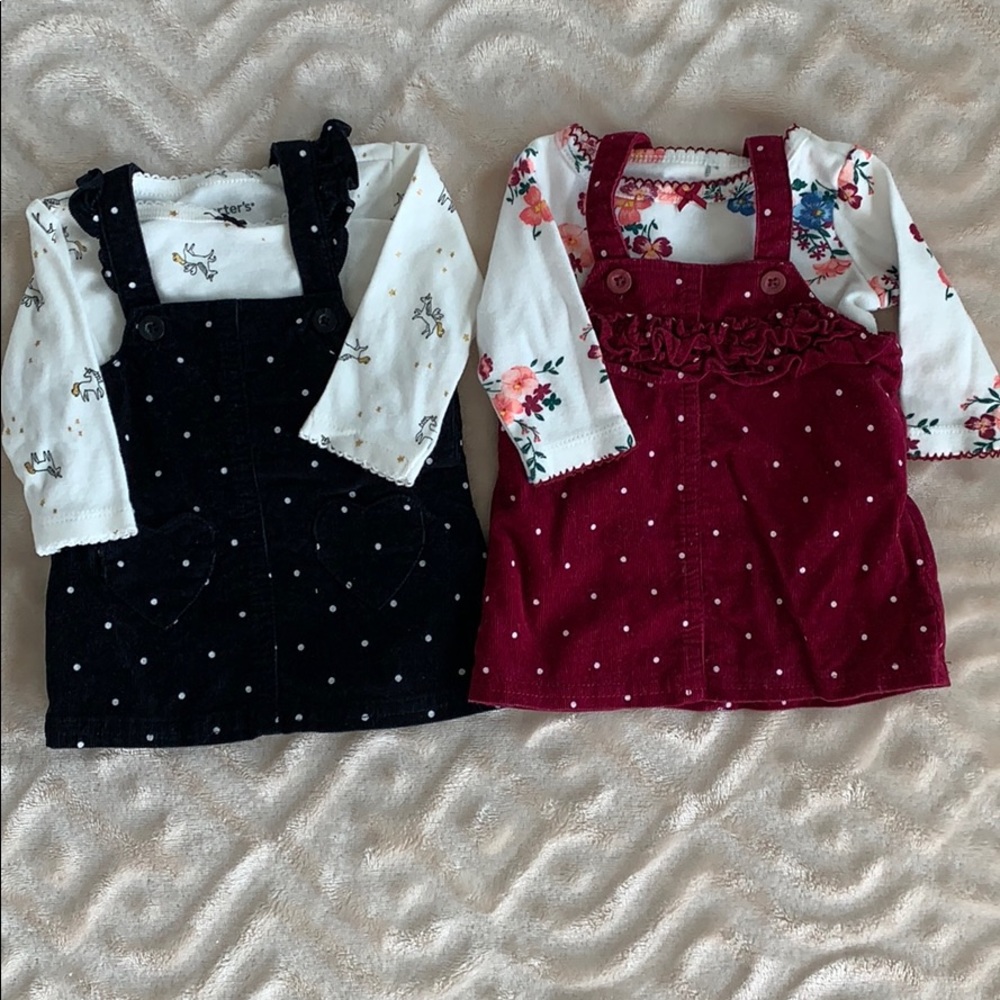 Set of 2 Newborn Girl Overall Dresses